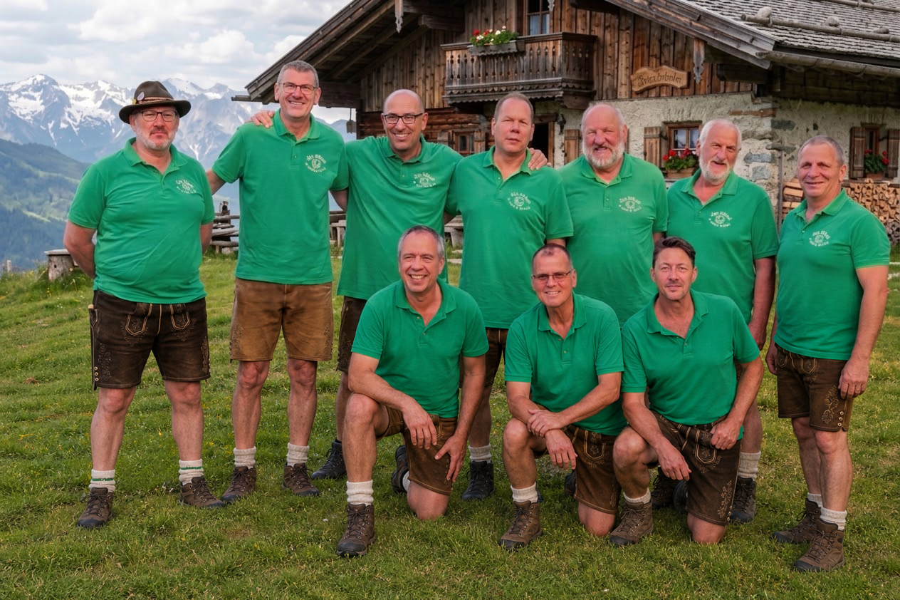 Die Bäänd vor einer Berghütte